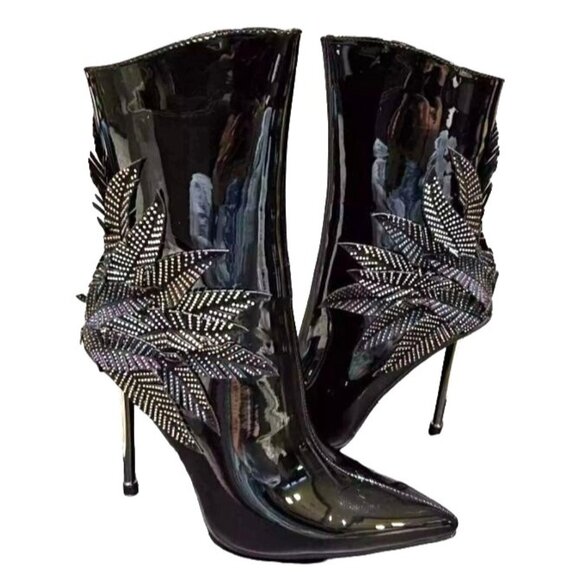 Azalea Wang Night Shift Stiletto Bootie Black‎ Size 10 - Picture 1 of 16